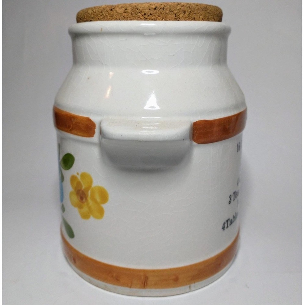 VTG FTD Secla Portugal Ceramic Floral Canister Cork Lid Conversion Chart 7035 - Picture 2 of 7